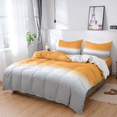 4 Piece Full Orange Grey White Color Gradient Breathable Comforter Covers Ultra Soft Bed Sheet with Decoretive 2 Pillow Shams Bedding Collection Sets Colors Ombre Art