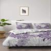 4 Piece California King Purple White Grey Chrysanthemum Flower Breathable Comforter Covers Ultra Soft Bed Sheet with Decoretive 2 Pillow Shams Bedding Collection Sets Minimalist Floral view 2