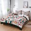 4 Piece California King Christmas Snowman Theme Plaid Breathable Comforter Covers Ultra Soft Bed Sheet with Decoretive 2 Pillow Shams Bedding Collection Sets Cartoon Xmas Snowmans Wood Grain view 1