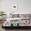 4 Piece California King Christmas Snowman Theme Plaid Breathable Comforter Covers Ultra Soft Bed Sheet with Decoretive 2 Pillow Shams Bedding Collection Sets Cartoon Xmas Snowmans Wood Grain view 2