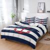 4 Piece Full Red Nautical Anchor Breathable Comforter Covers Ultra Soft Bed Sheet with Decoretive 2 Pillow Shams Bedding Collection Sets Modern Navy Blue White Stripes view 1