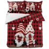 4 Piece Full Valentine Lovely Dwarf Romantic Love Hearts Breathable Comforter Covers Ultra Soft Bed Sheet with Decoretive 2 Pillow Shams Bedding Collection Sets Gnome and Buffalo Cheque view 3