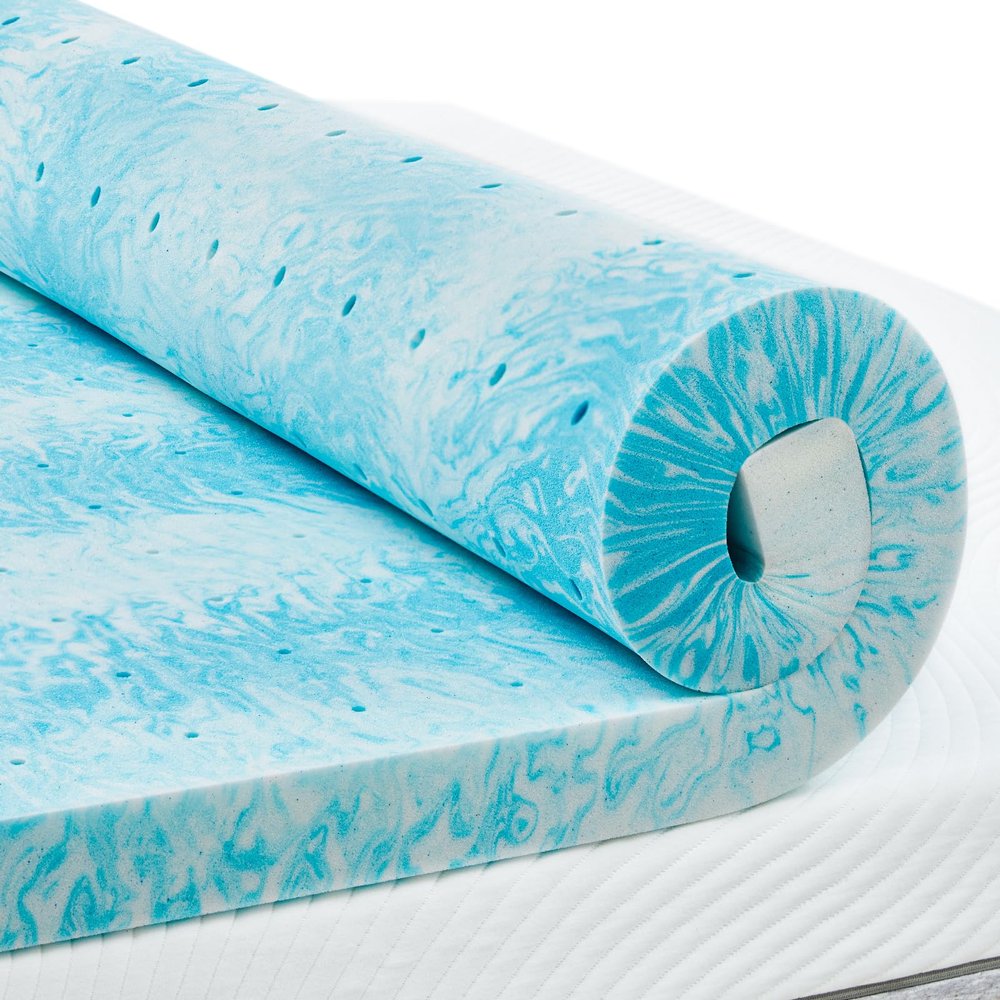 PERLECARE 3 Inch King Memory Foam Mattress Topper, Cooling Gel Infused Mattress Pad, Ventilated Bed Topper for Pressure Relief, CertiPUR-US Certified, Blue