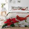 4 Piece Cali King Christmas Red Cardinal Blossoms Poinsettia Breathable Comforter Covers Ultra Soft Bed Sheet with Decoretive 2 Pillow Shams Bedding Collection Sets Xmas Leaf Berry Buffalo Plaid view 3