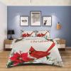 4 Piece Cali King Christmas Red Cardinal Blossoms Poinsettia Breathable Comforter Covers Ultra Soft Bed Sheet with Decoretive 2 Pillow Shams Bedding Collection Sets Xmas Leaf Berry Buffalo Plaid view 4