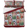 4 Piece California King Christmas Theme Plaid Breathable Comforter Covers Ultra Soft Bed Sheet with Decoretive 2 Pillow Shams Bedding Collection Sets Xmas Snowman Santa Claus Pine Tree Buffalo Grid view 3