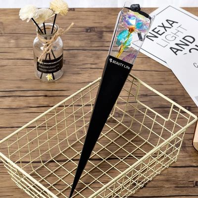 HXSCOO Valentine's Day Creative Gift 24K Foil Plated Rose Gold Rose Lasts Forever Love Wedding Decor Lover Lighting Roses Creative Gift (Color : Coloforful with Box)