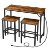 HOOBRO Bar Table and Chairs Set, 39.4" Dining Table Set with Power Outlet, 3-Piece Pub Table Set, Kitchen Bar Height Table with Stools of 2, Space Saving for Living Room, Rustic Brown BF45UBT01 view 1