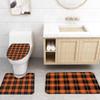 4 Pieces Shower Curtain Sets with Non-Slip Rug Fall Orange Black Buffalo Plaid, Toilet Lid Cover and Bath Mats, Chic Grid Gingham Decorative Waterproof Bathroom Curtains view 2