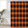 4 Pieces Shower Curtain Sets with Non-Slip Rug Fall Orange Black Buffalo Plaid, Toilet Lid Cover and Bath Mats, Chic Grid Gingham Decorative Waterproof Bathroom Curtains view 3