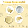 100Pcs Aluminum Cups with Lids,5oz Disposable Ramekin Baking Cups Muffin Liners Mini Pie Pans Foil Cupcake Containers for Christmas Party Wedding Party,Gold view 3