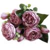 HXSCOO Peony Artificial Rose Flowers Wedding Decoration Silk Flowers Bouquet White Peony Red Rose Fake Flowers (Color : Pink) view 2