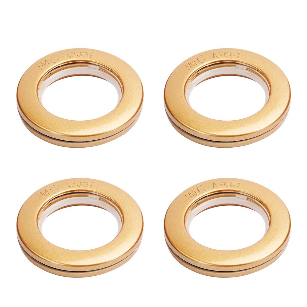 Hegebeck 12PCS Curtain Rings Plastic 43mm/1.69" Inner Dia Drapery Ring for Curtain Rods Sub-Golden