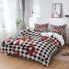 4 Piece California King Valentines Cute Gnomes on Branch Breathable Comforter Covers Ultra Soft Bed Sheet with Decoretive 2 Pillow Shams Bedding Collection Sets Hearts Tree Black White Buffalo Plaid view 1