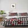 4 Piece California King Valentines Cute Gnomes on Branch Breathable Comforter Covers Ultra Soft Bed Sheet with Decoretive 2 Pillow Shams Bedding Collection Sets Hearts Tree Black White Buffalo Plaid view 2