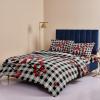 4 Piece California King Valentines Cute Gnomes on Branch Breathable Comforter Covers Ultra Soft Bed Sheet with Decoretive 2 Pillow Shams Bedding Collection Sets Hearts Tree Black White Buffalo Plaid view 3