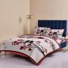 4 Piece Full Valentine's Day Black Birds Silhouette Breathable Comforter Covers Ultra Soft Bed Sheet with Decoretive 2 Pillow Shams Bedding Collection Sets Love Hearts Tree Branch view 4