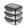 3 Pack 304 Stainless Steel Large Food Storage Container with Lids Airtight Metal Food Containers Stackable Meal Prep Leftover Containers for Freezer Fridge Oven Dishwasher Safe (Size : 350ML) view 1