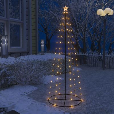 Gecheer Christmas Cone Tree, Warm White 100 LEDs, 2x6 ft, PVC Metal, for Indoor Outdoor Holiday Decoration