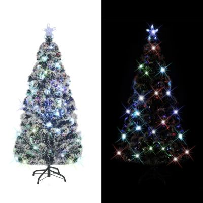 Gecheer Pre-lit Christmas Tree, 6 ft 220 Branches Fiberglass Steel Stand with LED Lights for Indoor Outdoor Holiday Decoration