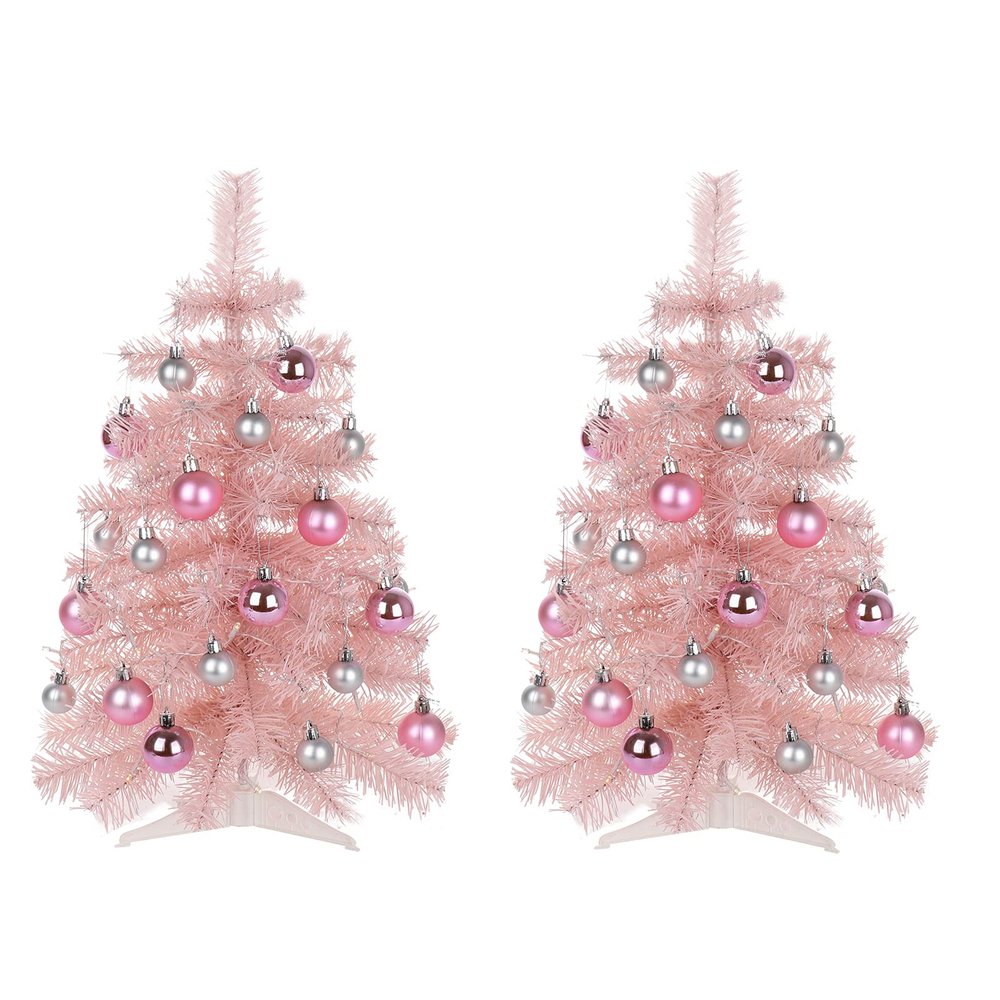 Firlar 2PCS Desk Top Christmas Tree Lights,Pink Christmas Tree Lights,Desktop Atmosphere Lights,Christmas Lantern Decorations,Christmas Tree Decoration Lights for Christmas,Table Decorations,Pink