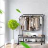 EQHAIR Coat Rack, Heavy Duty Clothes Rack on Wheels, Multifunctional Coat Rack Stand with Double Hanging Rail and Shelf, Strong Sturdy Holds 40kg, for Bedroom Laundry Room (B 110cm) view 2