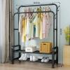 EQHAIR Coat Rack, Heavy Duty Clothes Rack on Wheels, Multifunctional Coat Rack Stand with Double Hanging Rail and Shelf, Strong Sturdy Holds 40kg, for Bedroom Laundry Room (B 110cm) view 4