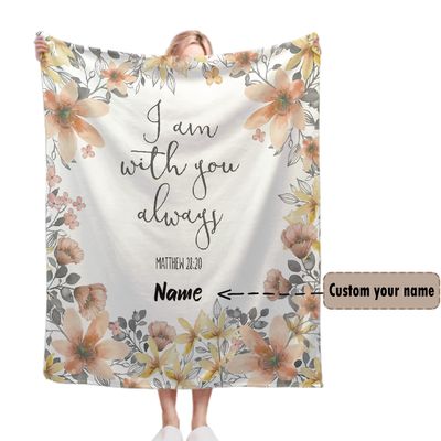 AMITAYUS Custom Bible Verse Blanket with Name - Personalized Christian Gifts for Women Customized Religious Sympathy Inspirational Spiritual Throw Gift for Family Friends 120" x90 '' King Size