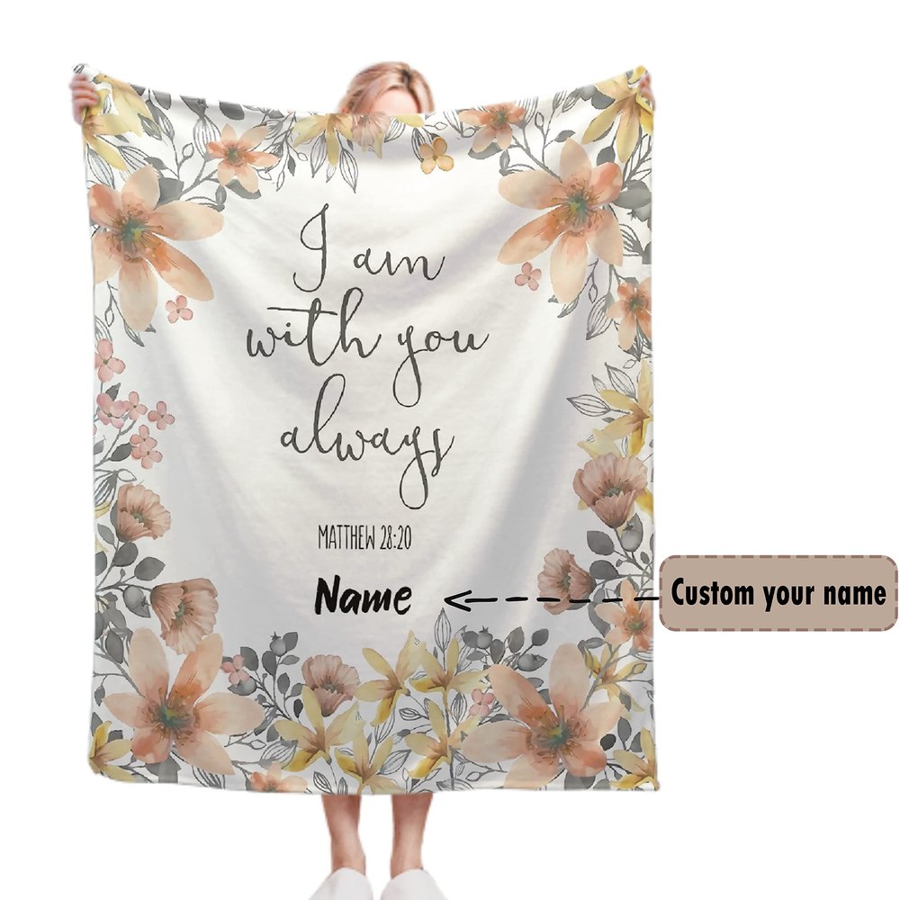 AMITAYUS Custom Bible Verse Blanket with Name - Personalized Christian Gifts for Women Customized Religious Sympathy Inspirational Spiritual Throw Gift for Family Friends 120" x90 '' King Size