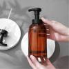 Foaming Hand Soap Dispenser Glass Jar Foam Dish Soap Dispenser for Bathroom and Kitchen Sink, Liquid Pump Bottle for Shampoo, Body Wash, Amber, 2 Pack view 2