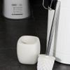 MANFER Bathroom Accessories Ceramic Toilet Brush Set, Toilet Cleaner Brush Set with Stainless Steel Handle, Freestanding Toilet Brush and Holder for Bathroom, Space Saving, Deep Cleaning view 4