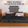 100% Cotton Frilled Bed Coverlet, Blanket Full/Double Size Bed 79 x91 - Pigment Washed Soft & Breathable Quilted Blankets Lightweight Coverlet for All Seasons (Charcoal) view 2