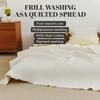 100% Cotton Frilled Bed Coverlet, Blanket Twin Size 63 x 83 - Pigment Washed Soft & Breathable Quilted Blanket for Bed and Couch Lightweight Coverlet for All Seasons (Ivory) view 2