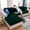 CAMZ Extra Large Velvet Sectional Couch Cushion Covers for L Shape Chaise Lounge Sofa Slipcovers Stretch 1 2 3 4 Seat Sofa Cover Furniture Protector (Dark Green,XL-1 seat) view 1