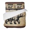 4 Piece California King Winter Christmas Bear Pine Tree Breathable Comforter Covers Ultra Soft Bed Sheet with Decoretive 2 Pillow Shams Bedding Collection Sets Retro Kraft Paper Footprint Border view 1