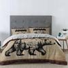 4 Piece California King Winter Christmas Bear Pine Tree Breathable Comforter Covers Ultra Soft Bed Sheet with Decoretive 2 Pillow Shams Bedding Collection Sets Retro Kraft Paper Footprint Border view 2