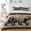 4 Piece California King Winter Christmas Bear Pine Tree Breathable Comforter Covers Ultra Soft Bed Sheet with Decoretive 2 Pillow Shams Bedding Collection Sets Retro Kraft Paper Footprint Border view 3