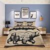 4 Piece California King Winter Christmas Bear Pine Tree Breathable Comforter Covers Ultra Soft Bed Sheet with Decoretive 2 Pillow Shams Bedding Collection Sets Retro Kraft Paper Footprint Border view 4