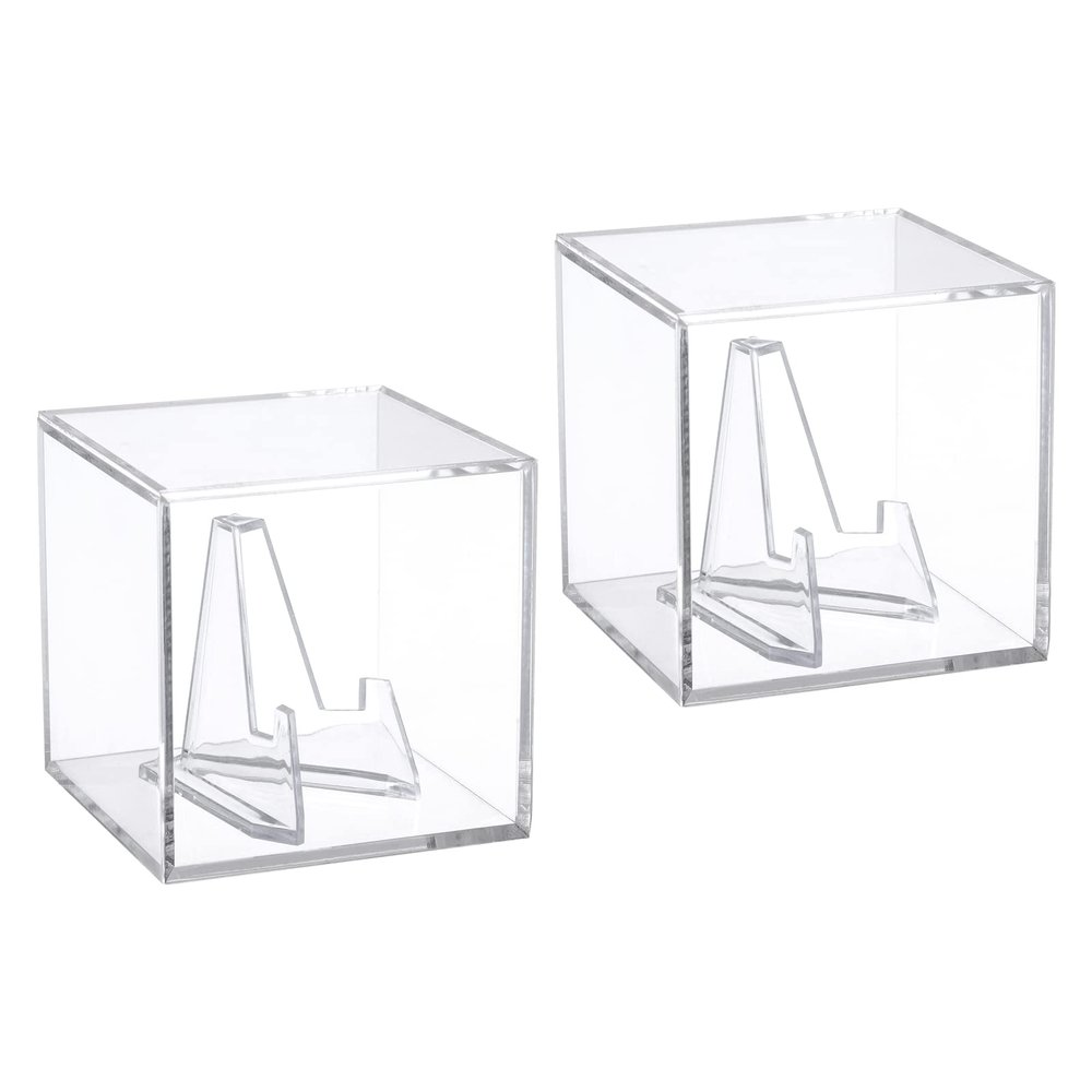 Kcgani 2Pcs Acrylic Coins Trophy Medal Display Case with Mini Easel, 3in