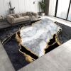 Black Gray White Marble Texture Area Area Rug, Golden Stripe Light Luxury Bedroom Carpet, Indoor Non-Slip Kids Rugs, Large Area Rugs Carpets Area Mats for Kids Boys Girls Bedroom-3x4ft view 1