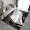 Black Gray White Marble Texture Area Area Rug, Golden Stripe Light Luxury Bedroom Carpet, Indoor Non-Slip Kids Rugs, Large Area Rugs Carpets Area Mats for Kids Boys Girls Bedroom-3x4ft view 3