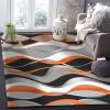 Abstract Orange Gray Wavy Line Home Area Rug, Gradient Grey Black Stripes Art Soft Washable Carpet, Indoor Carpet for Living Room Bedroom Kitchen Dining Room Home Office Floor Rug-2x3ft view 3
