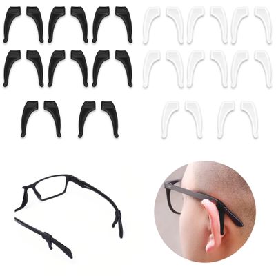 SooGree 16 Pairs Eyeglass Ear Grip - Soft Comfortable Anti-slip Holder, Silicone Ear Hook, Eye glass Temple Tips Sleeve Retainer for Glasses, Sunglasses (medium size)
