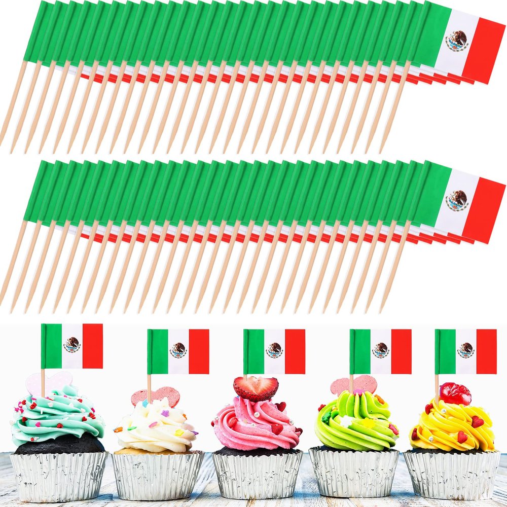 1000 Pcs Mexico Toothpick Flags, Mexican Flag Toothpicks, Cupcake Mexico Toppers, mini Stick Decorations Food Picks for National Day Party Birthday Cocktail Ice Cream Cake