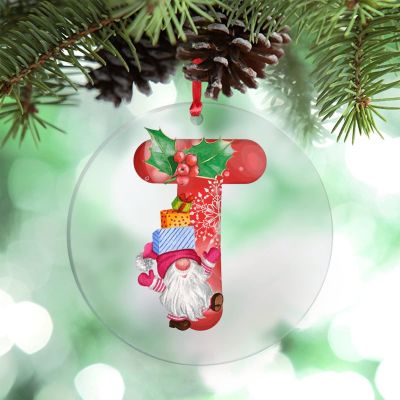 Monogram Initial Letter T Christmas Tree Ornaments Christmas Gnomes Santa Personalized Christmas Ornaments 2022 Clear Acrylic Hanging Letters Ornaments Holiday Christmas Keepsake New Year Gifts