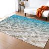 Beach Blue Ocean Area Rug, Transparent Water Waves Non-Slip Carpet, Easy Clean Carpet Washable Indoor Non-Slip Rug for Boys and Girls Nursery Bed Living Room Carpets Nursery Decor-2x6ft view 1