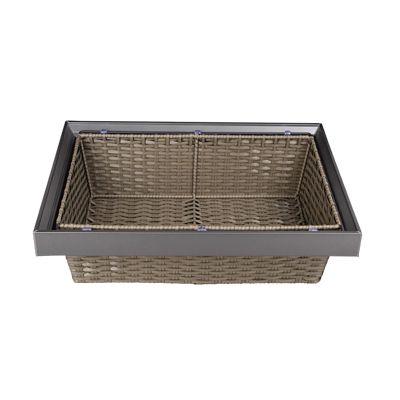 Clothes Storage Basket Wardrobe Pull-Out Storage Basket, Hand-Woven Rattan Cabinet Storage Basket, Damping Buffer Automatic Reset (Size : 564-614mm)