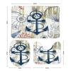 3 Pieces Anchor Nautical Ocean Navy Bathroom Rug Set Retro Beach Coastal Starfish Conch Soft Foam Non Slip Bath Mats Sets Toilet Contour Mat Lid Cover for Bathtub Shower and Bathroom Decor 20"x32" view 2