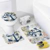 3 Pieces Anchor Nautical Ocean Navy Bathroom Rug Set Retro Beach Coastal Starfish Conch Soft Foam Non Slip Bath Mats Sets Toilet Contour Mat Lid Cover for Bathtub Shower and Bathroom Decor 20"x32" view 3