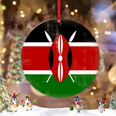 Christmas Ornaments 2022 Kenya Flag Ornament for Christmas Tree Decor Kenya Country City Souvenir Patriotic Personalized Christmas Ornaments Holiday Christmas Keepsake New Year Gifts